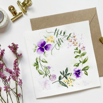 DIY: Jarní akvarelové přání – květinový věneček